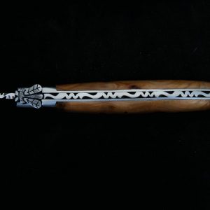 Laguiole knife 12 cm 1 piece 2 stainless steel bolsters juniper wood