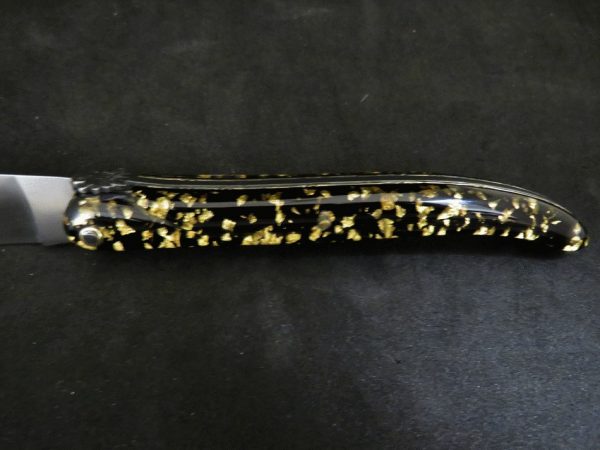 Laguiole 12 cm 1 pièce plein manche feuilles d'or modèle edelweiss