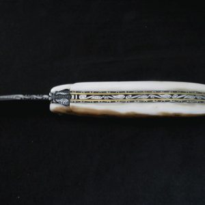 Laguiole 12 cm 1 pièce plein manche ivoire de mammouth damas inox