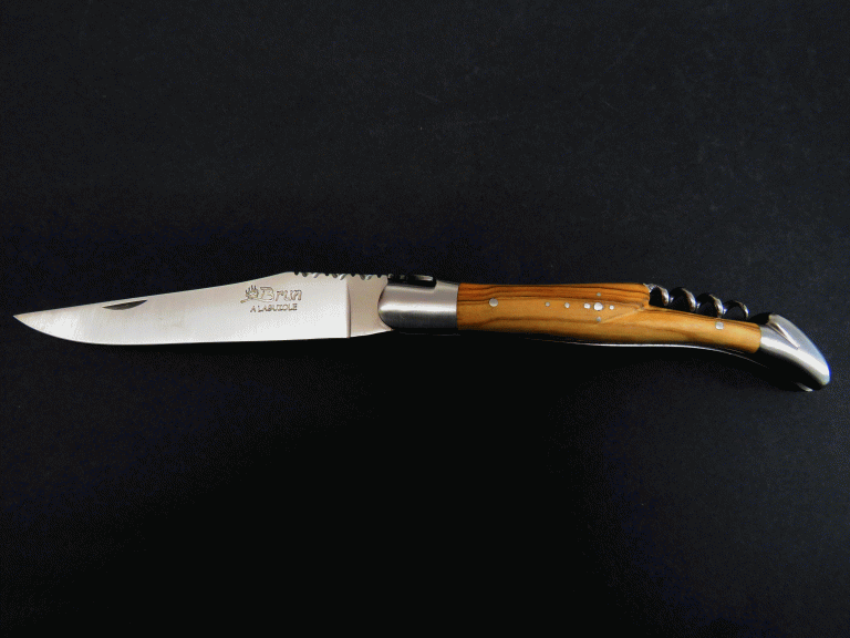 Laguiole knife 12 cm corkscrew olive wood