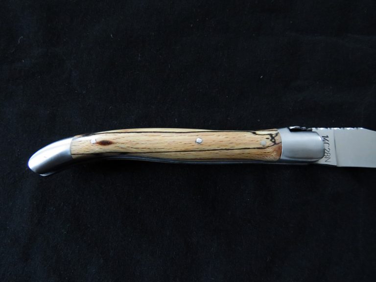 Couteau Laguiole forgé 12 cm 1 pièce 2 mitres inox bois de hêtre échauffé