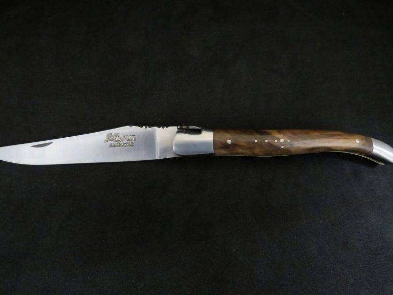 Laguiole 12 cm 1 pièce 2 mitres doubles platines inox bois de noyer