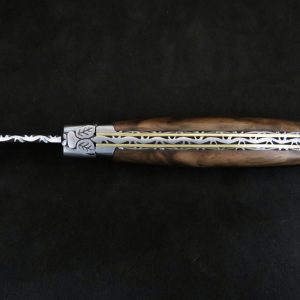 Laguiole 12 cm 1 pièce 2 mitres doubles platines inox bois de noyer