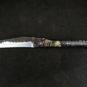 Laguiole 12 cm loupe de marronnier lame brut de forge