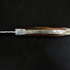 Laguiole 12 cm 1 pièce 2 mitres doubles platines pointe de corne