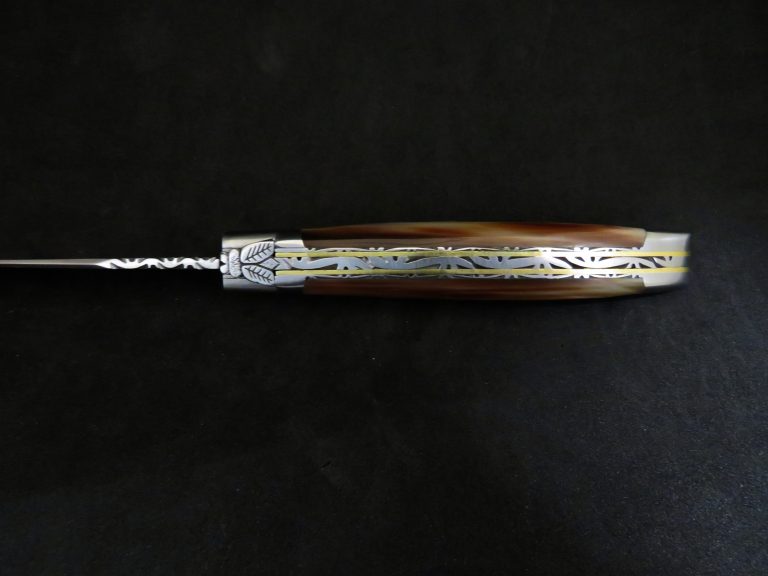 Laguiole 12 cm 1 pièce 2 mitres doubles platines pointe de corne