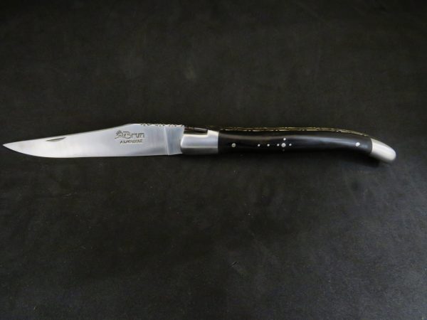 Laguiole 12 cm 1 pièce 2 mitres doubles platines inox bois d'ébène – Image 2