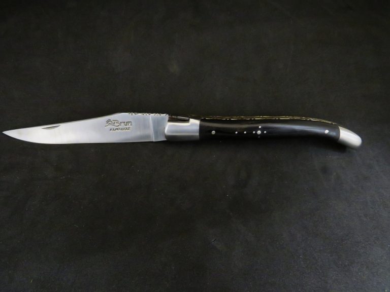 Laguiole 12 cm 1 pièce 2 mitres doubles platines inox bois d’ébène