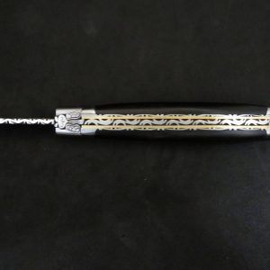 Laguiole 12 cm 1 pièce 2 mitres doubles platines inox bois d'ébène