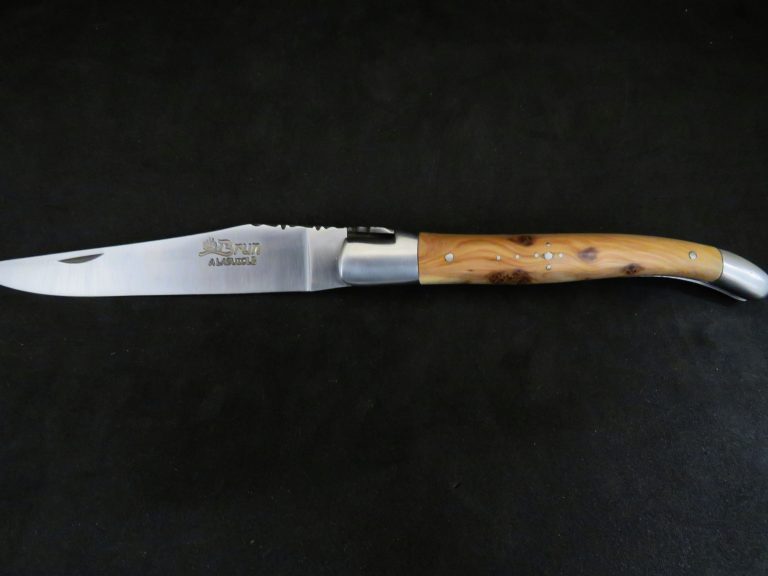 Couteau Laguiole forgé 12 cm 1 pièce 2 mitres inox bois de genévrier