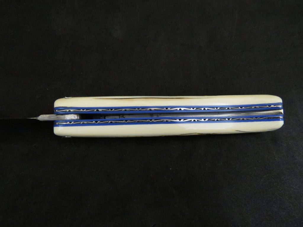 Laguiole 12 cm 1 pièce plein manche ivoire de mammouth damas
