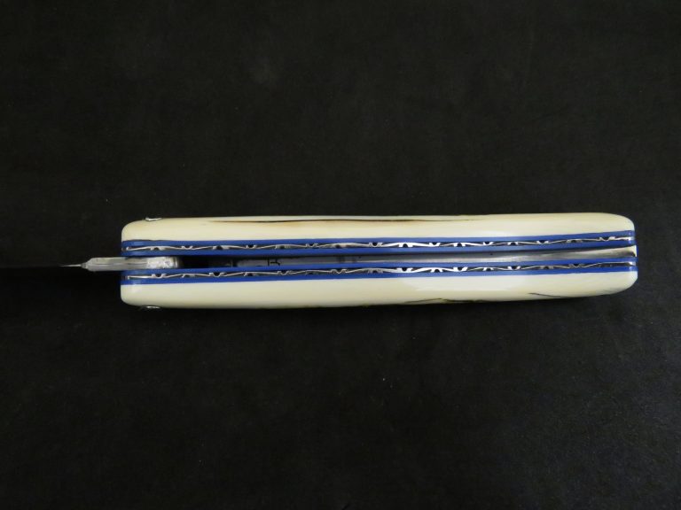 Laguiole 12 cm 1 pièce plein manche ivoire de mammouth damas