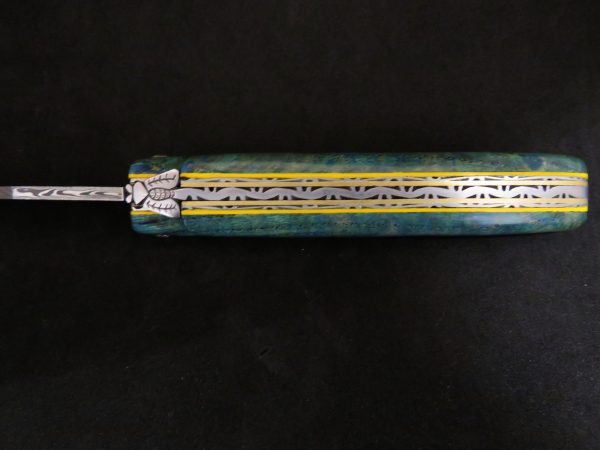 Laguiole 12 cm in poplar wood damascus blade
