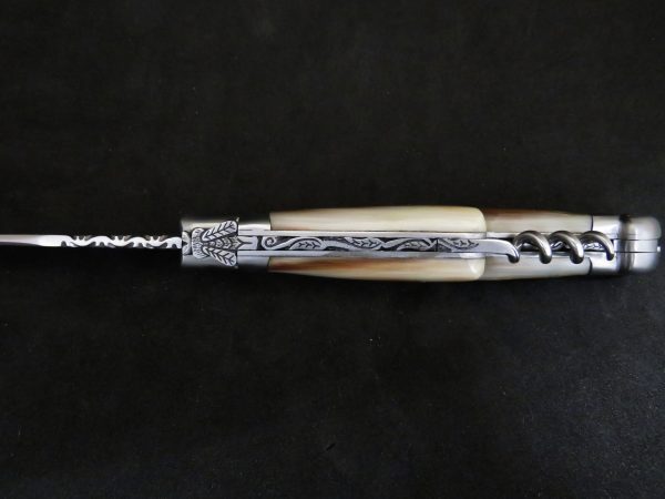 Laguiole 3 pieces forged marbled horn tip