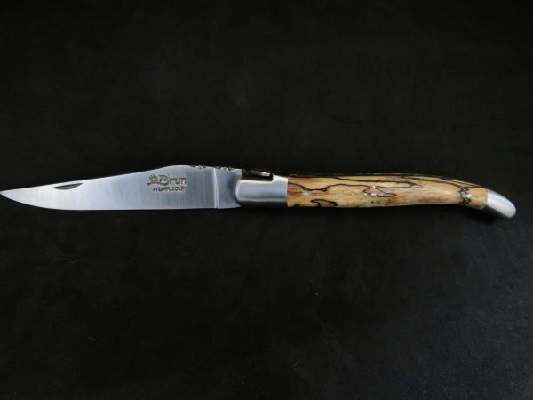 Couteau Laguiole forgé 12 cm 1 pièce 2 mitres inox bois de hêtre échauffé – Image 2