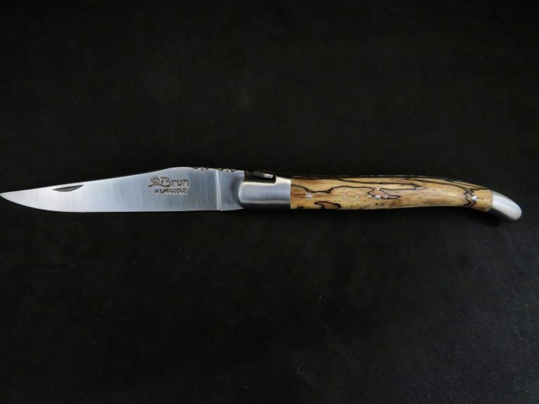 Couteau Laguiole forgé 12 cm 1 pièce 2 mitres inox bois de hêtre échauffé