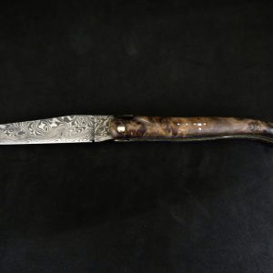 Laguiole 12 cm loupe de marronnier lame damas inox