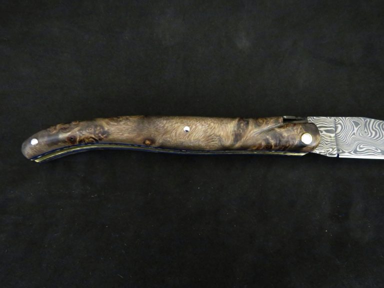 Laguiole 12 cm loupe de marronnier lame damas inox