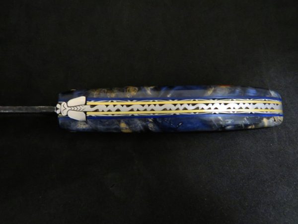 Laguiole 12 cm en loupe de frêne de l'Aubrac lame brut de forge – Image 2