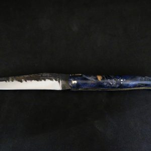 Laguiole 12 cm en loupe de frêne de l'Aubrac lame brut de forge
