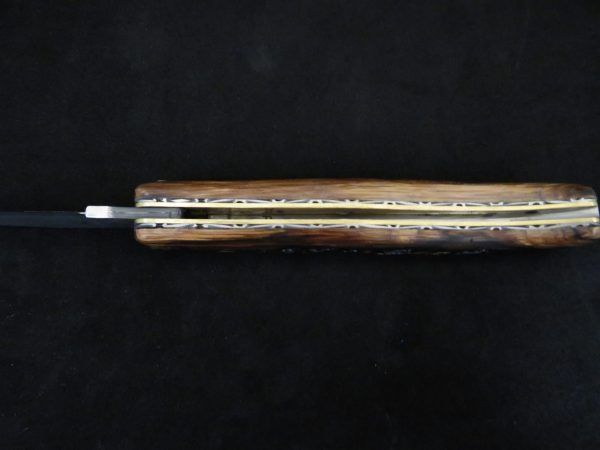 Laguiole 12 cm en vieux piquet de l'Aubrac lame damas – Image 3