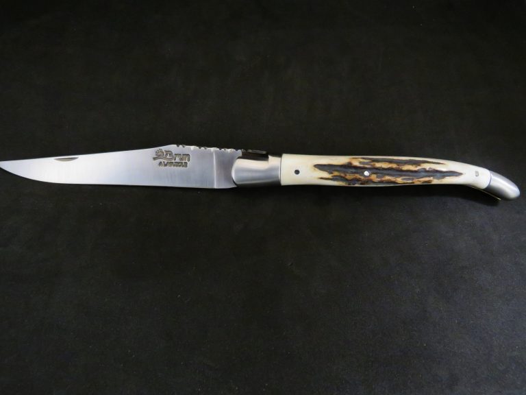 Laguiole 12 cm 1 pièce 2 mitres doubles platines bois de cerf