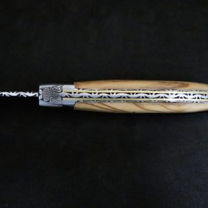 Laguiole 12 cm 1 pièce 2 mitres doubles platines inox bois d'olivier