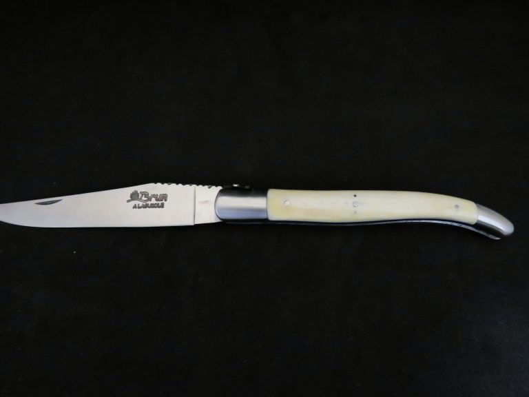 Couteau Laguiole 12 cm modèle fleur de lys os