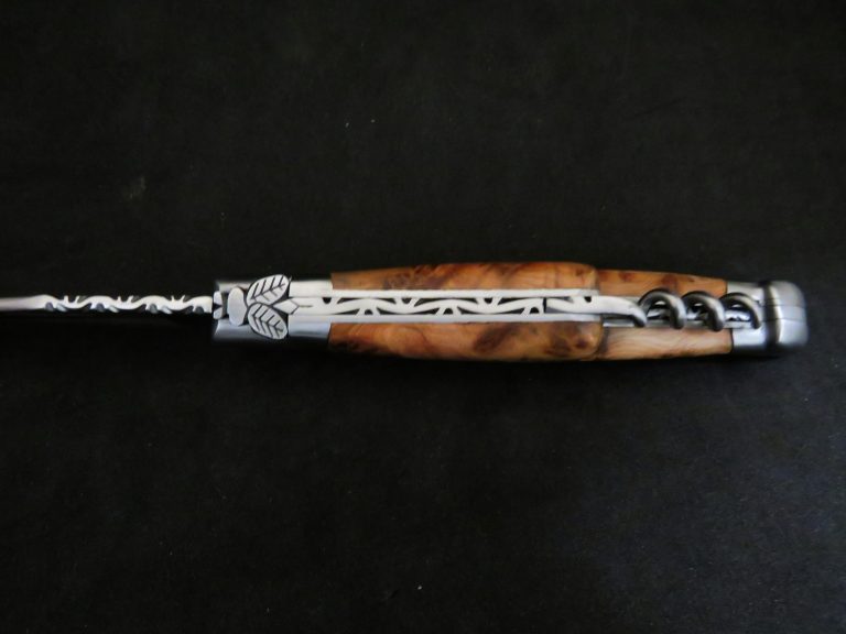 Laguiole 3 pièces abeille forgée bois de genévrier