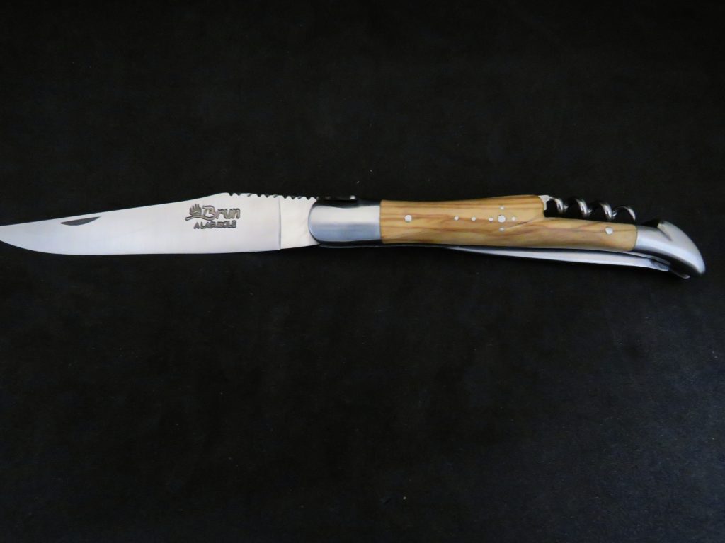 Laguiole 3 pièces abeille forgée bois d’olivier