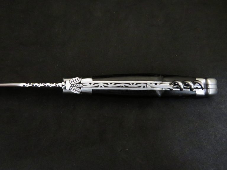 Laguiole 3 pièces abeille forgée bois d’ébène