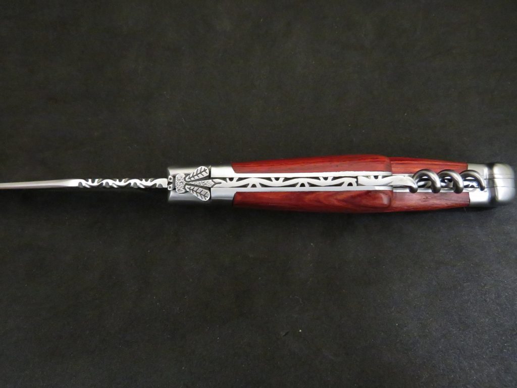 Laguiole 3 pièces abeille forgée bois de rose