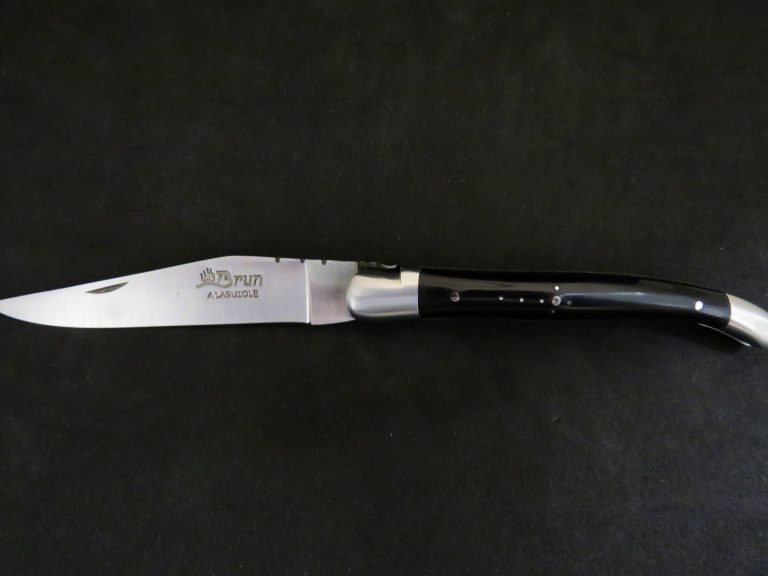Laguiole 11 cm 1 pièce 2 mitres inox pointe de corne noire