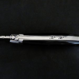 Laguiole 11 cm 1 pièce 2 mitres inox pointe de corne noire
