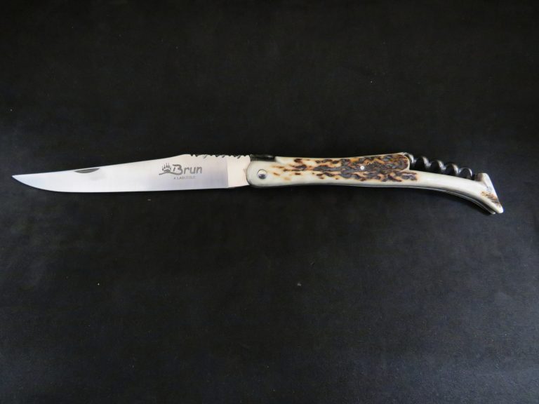 Laguiole forgé 14 cm 2 pièces tire-bouchon bois de cerf