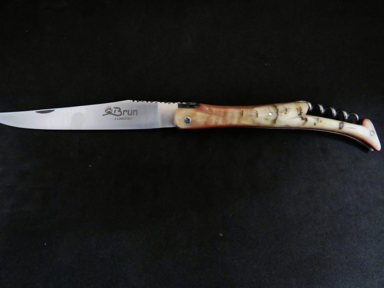 Laguiole forgé 14 cm 2 pièces tire-bouchon corne de bélier
