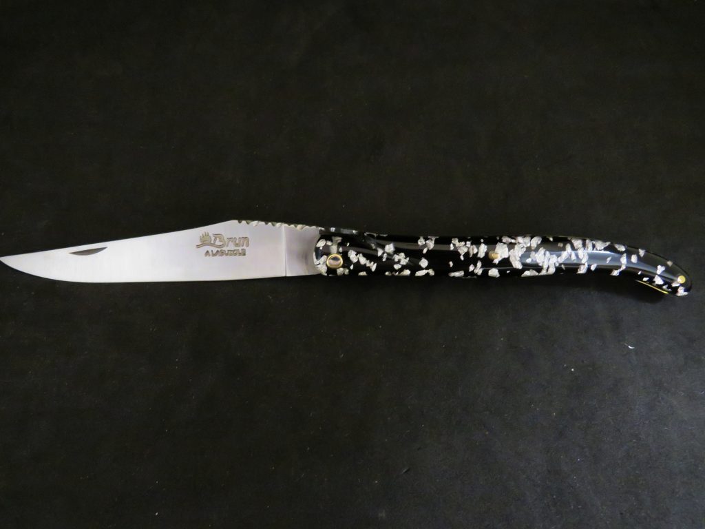 Laguiole 12 cm 1 pièce plein manche feuilles d&rsquo;argent