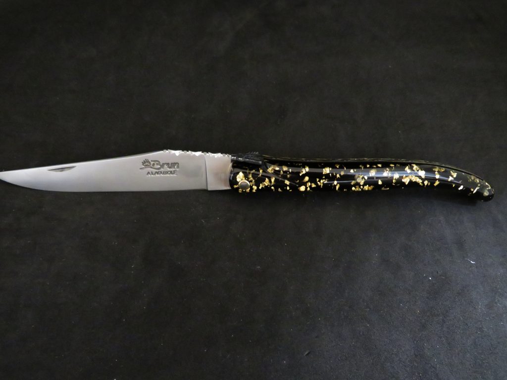 Laguiole 12 cm 1 pièce plein manche feuilles d&rsquo;or