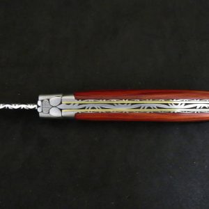 Laguiole 12 cm 1 pièce 2 mitres doubles platines inox bois de rose