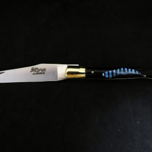 Laguiole 12 cm forgé inclusion plume de geai