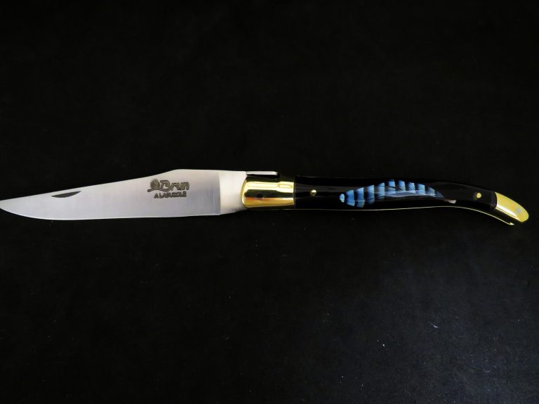 Laguiole 12 cm forgé inclusion plume de geai