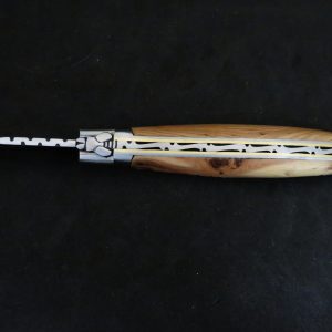 Laguiole 12 cm forgé 1 pièce 2 mitres inox doubles platines bois de genevrier